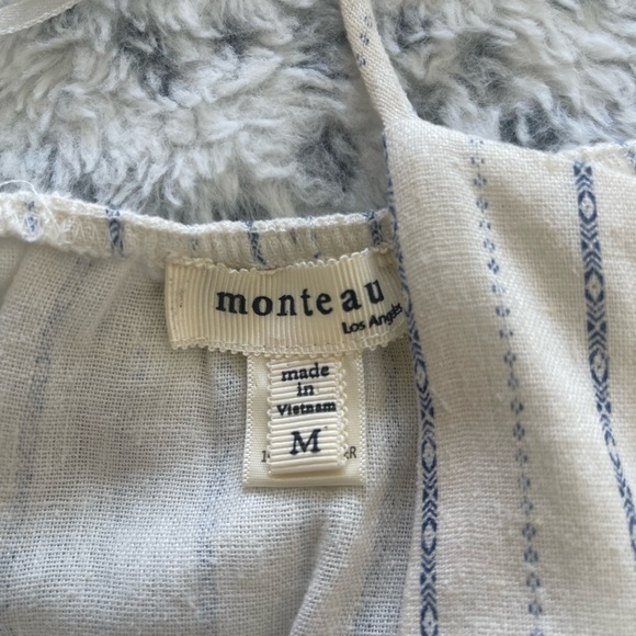 Monteau Blue & Off-White Striped Linen Blend Maxi Dress M - Picture 8 of 8